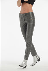 METAL LAMINATED LEATHER EFFECT DARLIN TROUSERS